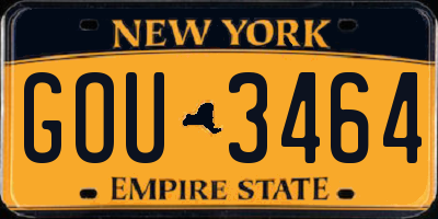 NY license plate GOU3464