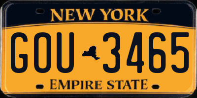 NY license plate GOU3465