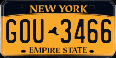 NY license plate GOU3466