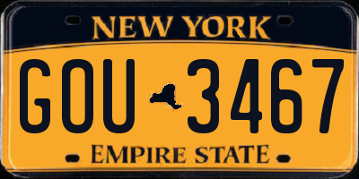 NY license plate GOU3467