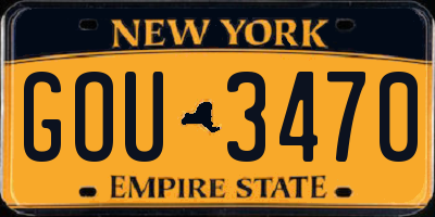 NY license plate GOU3470