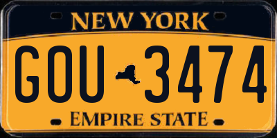NY license plate GOU3474