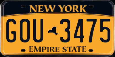 NY license plate GOU3475