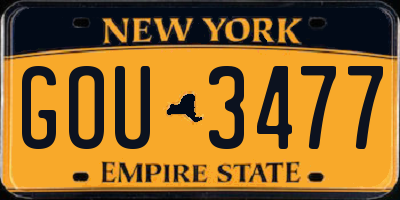 NY license plate GOU3477