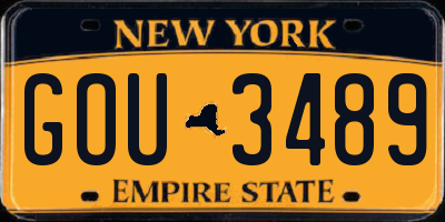 NY license plate GOU3489