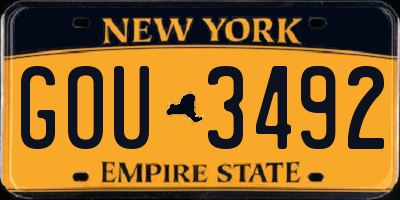 NY license plate GOU3492