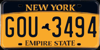NY license plate GOU3494