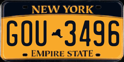 NY license plate GOU3496