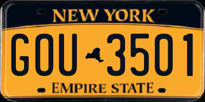 NY license plate GOU3501