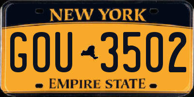 NY license plate GOU3502