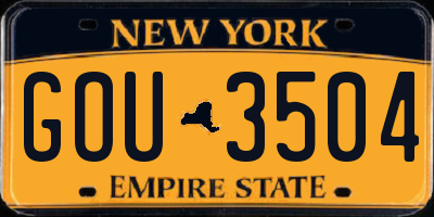 NY license plate GOU3504