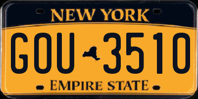NY license plate GOU3510