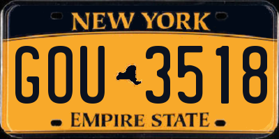 NY license plate GOU3518