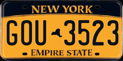 NY license plate GOU3523