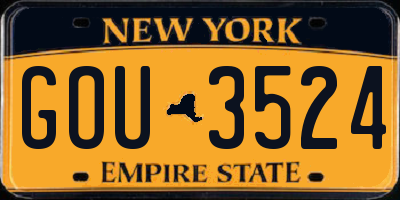 NY license plate GOU3524