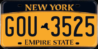 NY license plate GOU3525