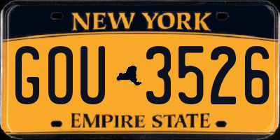 NY license plate GOU3526