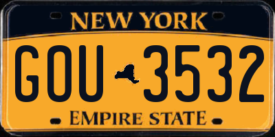 NY license plate GOU3532