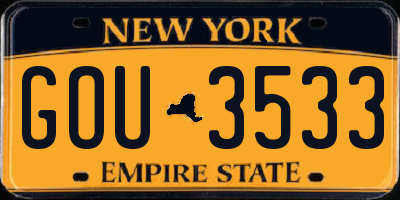 NY license plate GOU3533