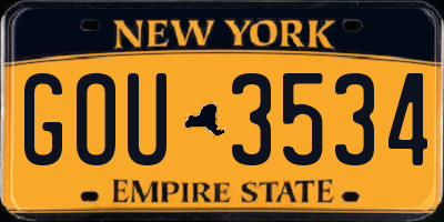 NY license plate GOU3534