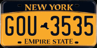NY license plate GOU3535