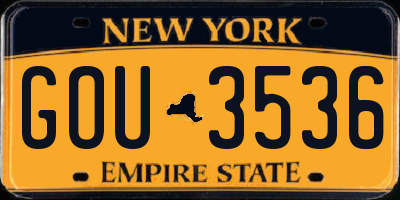 NY license plate GOU3536