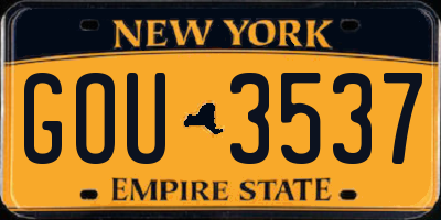 NY license plate GOU3537