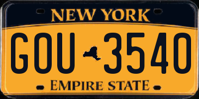 NY license plate GOU3540