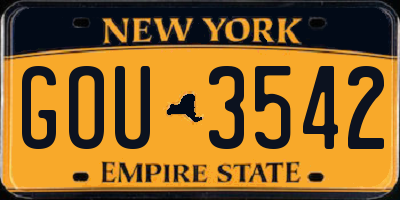 NY license plate GOU3542