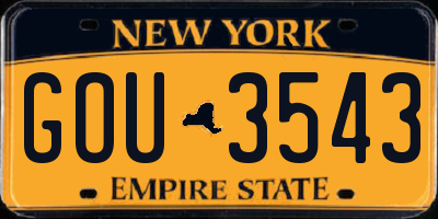 NY license plate GOU3543