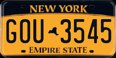NY license plate GOU3545