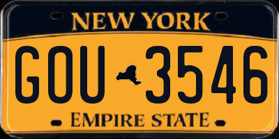 NY license plate GOU3546