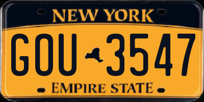 NY license plate GOU3547