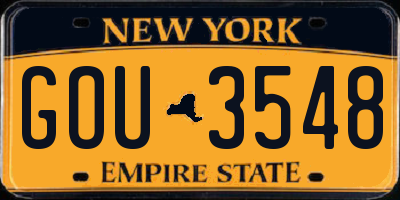 NY license plate GOU3548