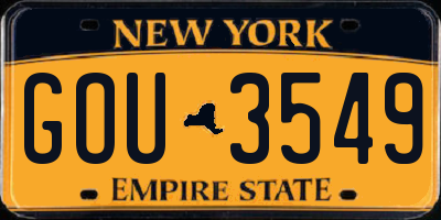 NY license plate GOU3549
