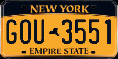 NY license plate GOU3551