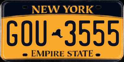 NY license plate GOU3555