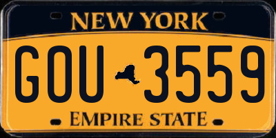 NY license plate GOU3559
