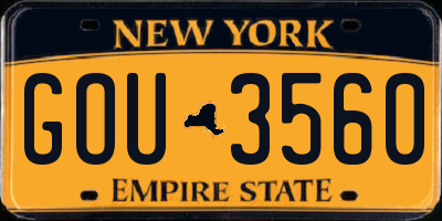 NY license plate GOU3560