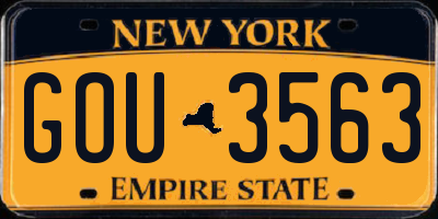 NY license plate GOU3563