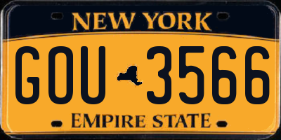 NY license plate GOU3566