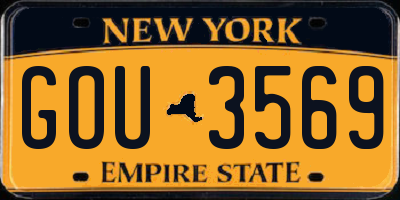 NY license plate GOU3569