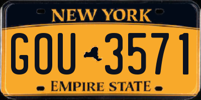 NY license plate GOU3571