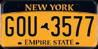 NY license plate GOU3577