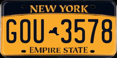 NY license plate GOU3578