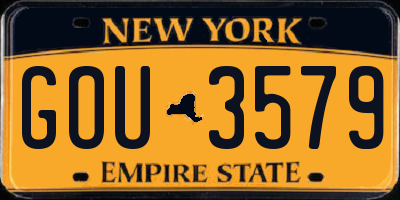 NY license plate GOU3579