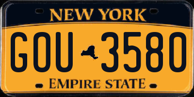 NY license plate GOU3580
