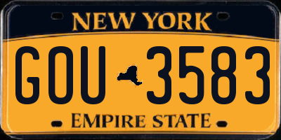 NY license plate GOU3583