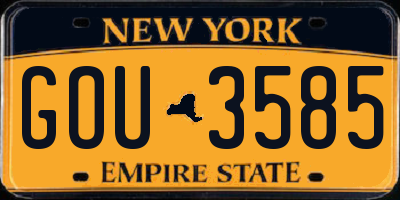 NY license plate GOU3585