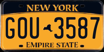 NY license plate GOU3587
